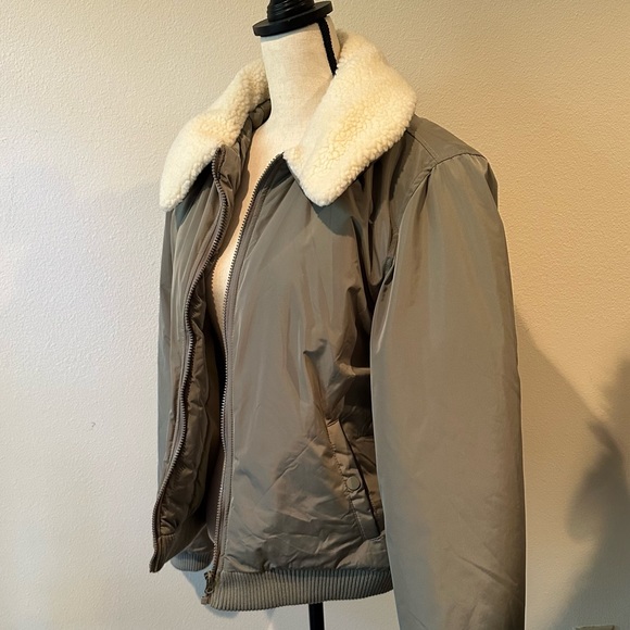 Light Green Pilot Jacket with Borg Collar - Picture 5 of 7